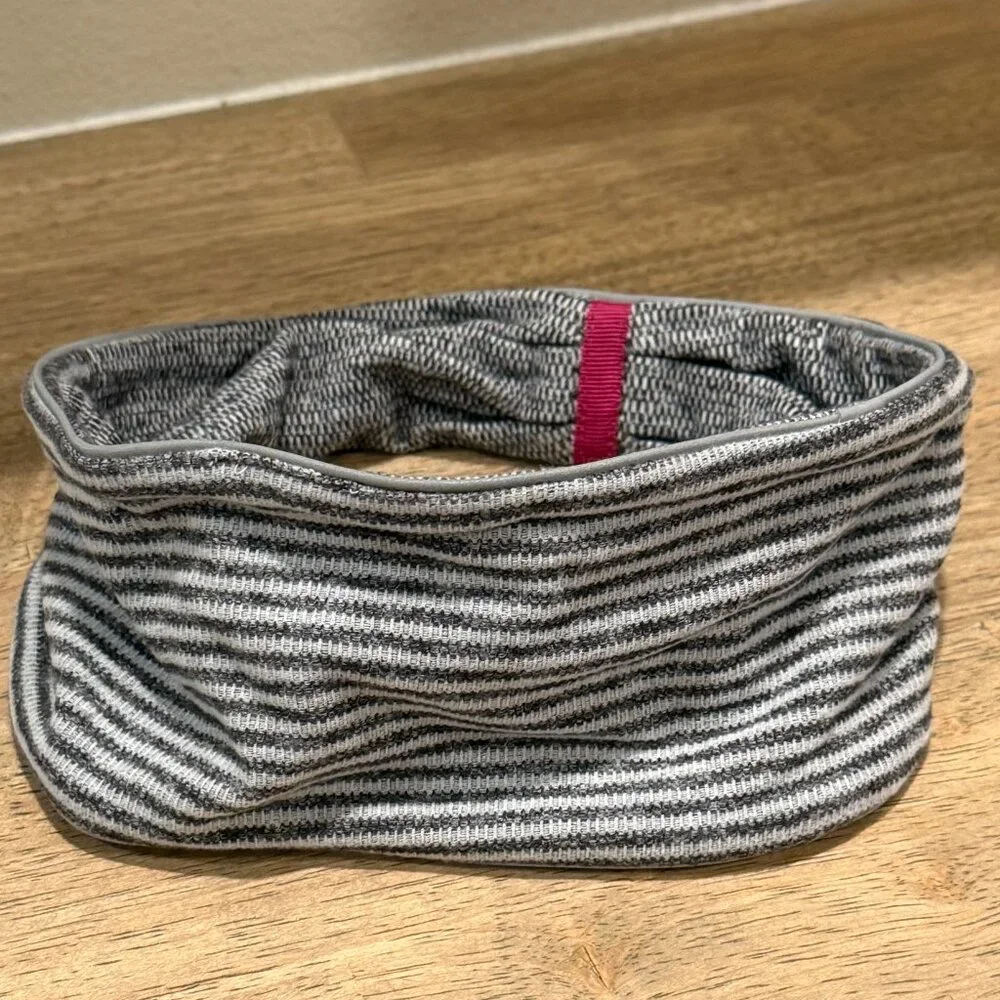 lululemon athletica Gray and Pink Stripe Wide Knit Headband